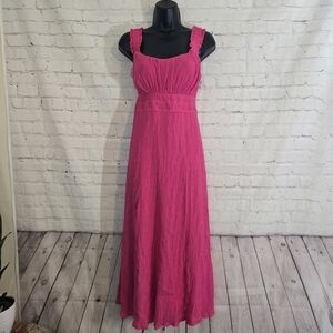 By The River Sleeveless Ruffled Strap Empire Maxi Dress Pink Bridgerton